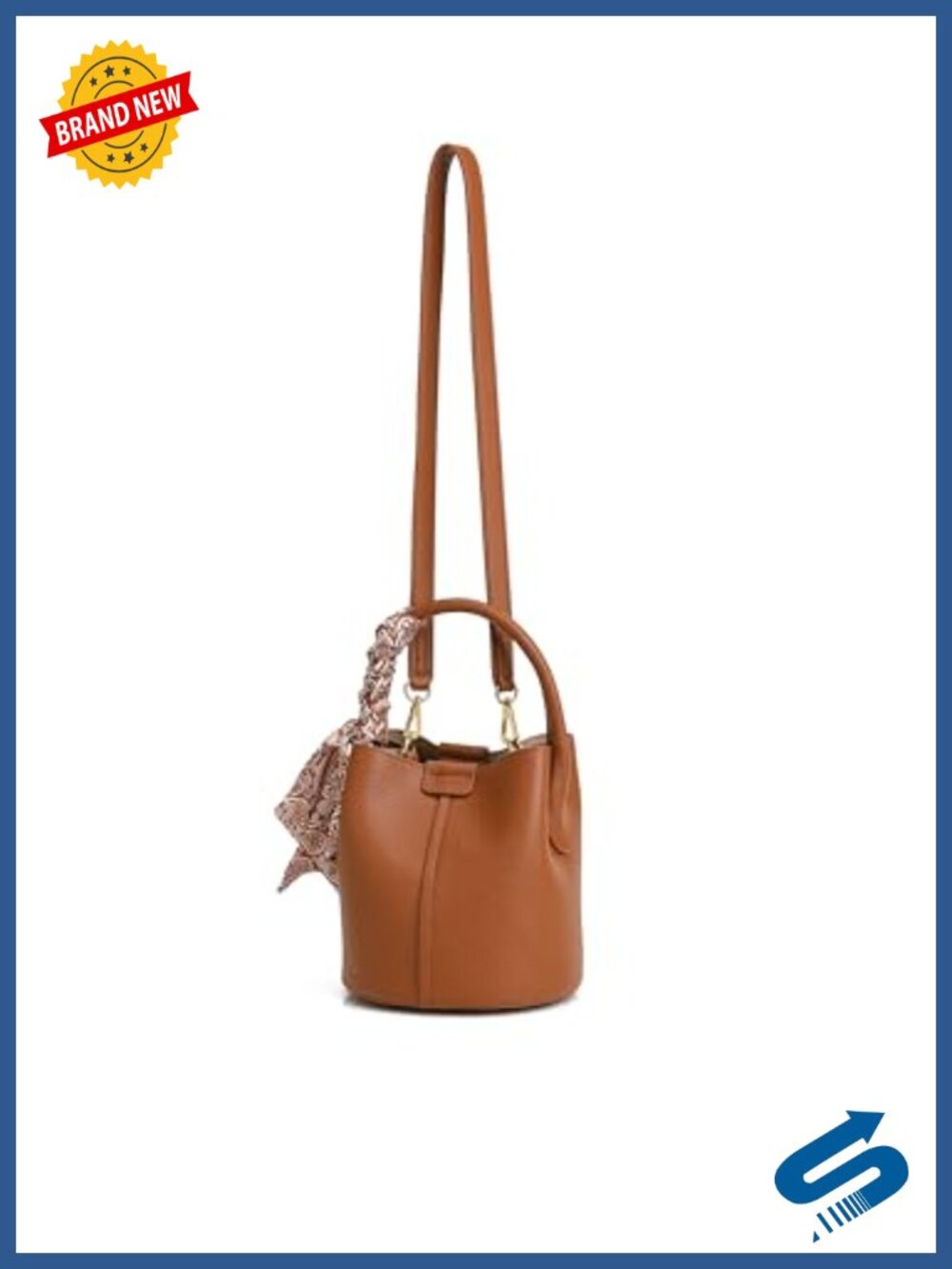 Women's Textured Faux Leather Bucket Purse with Braided Handle Charm, Mini - Picture 5 of 6
